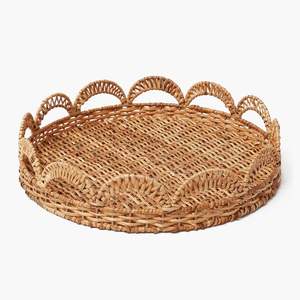 <b>Large</b> sturdy handwoven rattan trays for holding plates <b>cups</b> or flatware in stylish yet functional natural decor - Product Image 1