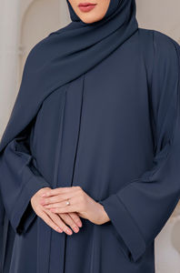 Abaya de poliéster abierta clásica con perlas personalizable transpirable musulmán señoras Color sólido Ropa Étnica islámica al por mayor - Product Image 6