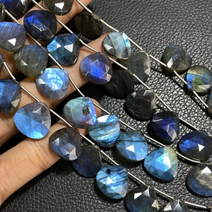 Precio de fábrica en forma de corazón Briolette Beads Natural Black Rainbow Gemstone Labradorite Faceted Stone Beads - Product Image 2