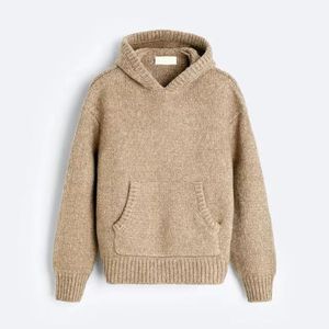 Sweat à capuche surdimensionné d'hiver personnalisable OEM pour hommes, tissu polaire à épaules tombantes, motif uni, tricot, poche - Product Image 4