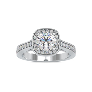 Haute qualité 18k or massif rond brillant coupe Halo bague de fiançailles bague de mariage prix de gros bagues en diamants naturels - Product Image 5