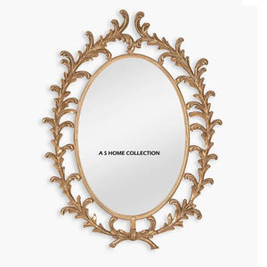 Espejo de pared con acabado dorado hermoso diseño ovalado de metal de aluminio vintage hecho a mano superior exigente - Product Image 1