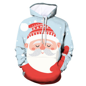 High Quality Festive Style Unisex Embroidered Printed Oversized <b>Hoodie</b> Pullover Heavyweight Custom <b>Christmas</b> Pattern 100% Cotton - Product Image 1