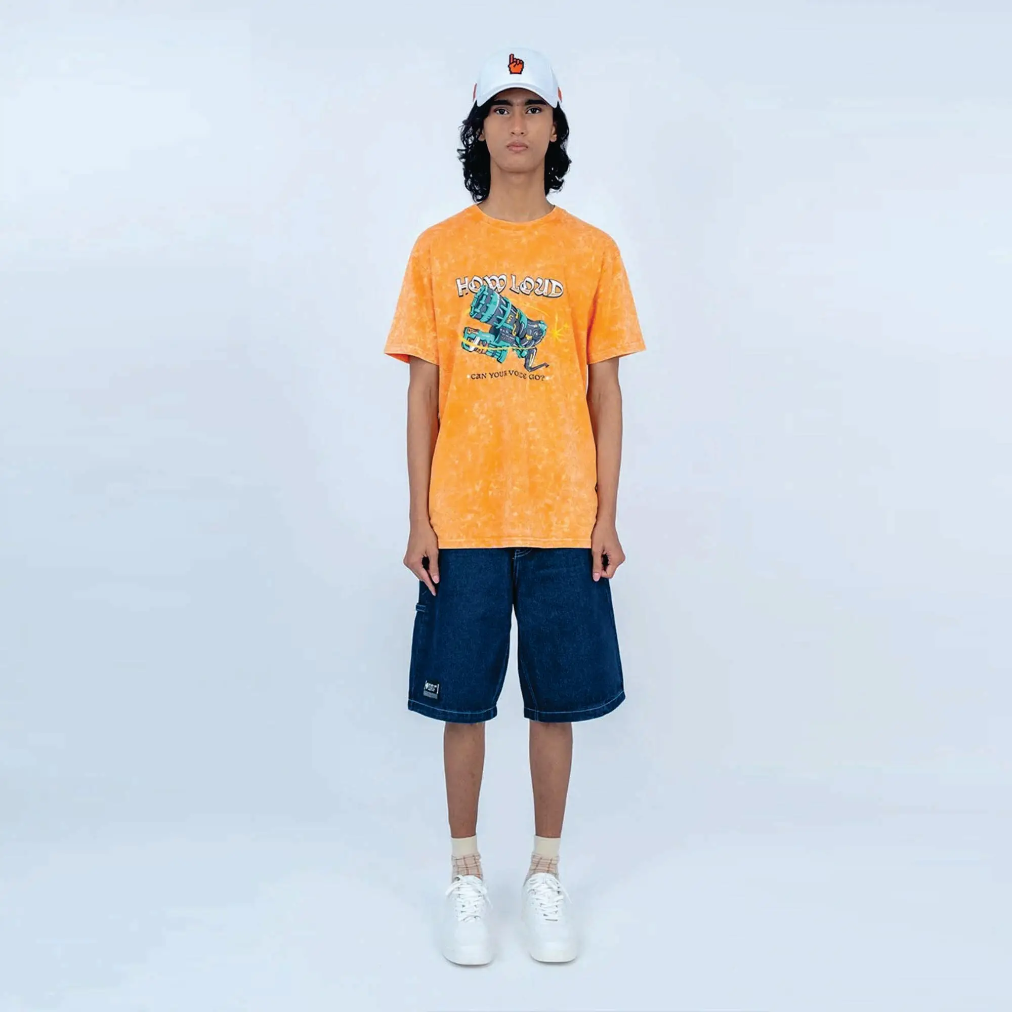Rap Wash Old Short-Sleeved T-Shirt for Men High Street Orange T-Shirt Dark West Coast Style Hip-Hop Men's Clothing Tops Y2K Tees