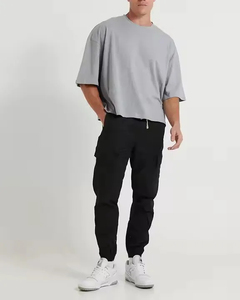 High Quality 250 Gsm Jersey T-Shirt for Men Custom Cotton Blanks Pro Club Heavyweight Screen Print Boxy Cropped <b>Design</b> - Product Image 5