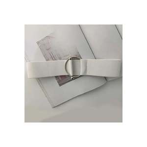Women's Elastic <b>Belt</b> with Ring and Barbell Buckle, Jacket <b>Belt</b>, Shirt <b>Belt</b>, <b>Dress</b> <b>Belt</b> - White - Product Image 5