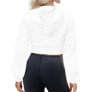 Ensemble de survêtement pour femme avec sweat à capuche court à logo personnalisé, streetwear de haute qualité, sweat à capuche à épaules tombantes - Product Image 3