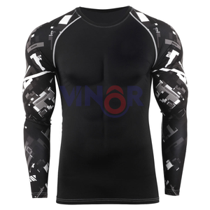 OEM ODM Services Hombres Slim Fit Rash Guard Manga larga Transpirable Spandex Material de poliéster Tamaño adulto Anti-UV en venta - Product Image 2