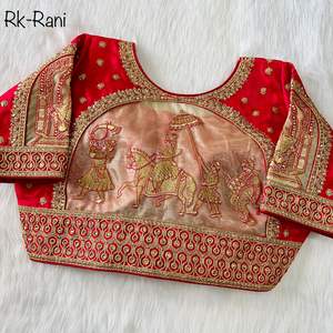 Vêtements de mariée exclusifs, soie lourde, magnifique design Baraat, broderie, blouse prête à porter, ouverture devant avec rembourrage, grossiste en Inde - Product Image 3