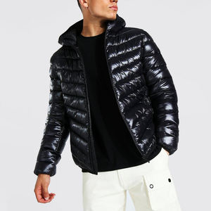 Veste matelassée réversible à capuche ultra brillante personnalisée en nylon et coton, chaude pour l'hiver, imperméable, en toile, col montant, pour l'hiver - Product Image 1