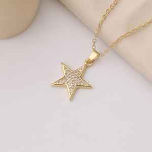 Collier pendentif étoile minimaliste en argent sterling 925 plaqué or 14 carats, bijoux célestes brillants en forme d'étoile polaire, pour mariage chrétien - Product Image 5