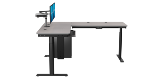 VersaDesk PowerLift Bureau debout convertible en L Hauteur réglable Design contemporain Bois/Métal en gris - Product Image 4