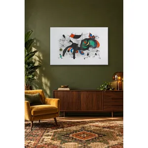 Fida Joan Miro Figurine d'oiseau colorée sur fond blanc Impression sur toile - Product Image 5