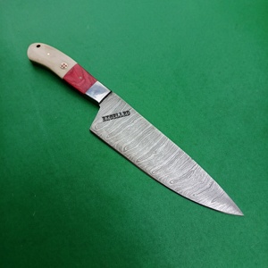 Cuchillo de Chef de cocina de acero de Damasco hecho a mano personalizado de alta calidad cuchillo de corte de verduras hueso y mango de madera Pakka - Product Image 2