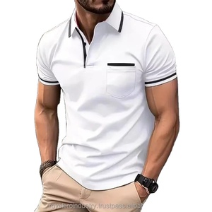 Nouvelle mode printemps hommes imprimé Simple décontracté 100% Polyester à manches courtes rayé fermeture éclair Polo hommes vêtements de Golf - Product Image 4