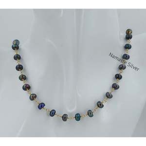 Collar de Perlas Negras de Agua Dulce Hechas a Mano con Plata de Ley, Collar de Perlas de Agua Dulce con Hilo de Cuentas de Una Sola Línea y Relleno de Oro - Product Image 5