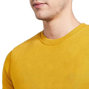 Sweat-shirt pour homme de bonne qualité, couleur jaune brodée, 100% coton, matière polaire, teinture unie, logo personnalisé - Product Image 3