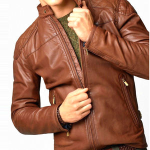 Chaqueta de cuero suave para hombre, clásica, atemporal, de piel de vaca de alta calidad, elegante y cómoda chaqueta de cuero marrón - Product Image 1