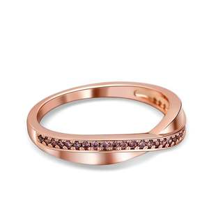 Jeulia Rose Gold Plated Sterling <b>Silver</b> Crossover Zircon Band <b>Ring</b> for Women - Product Image 2