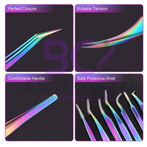Pinzas para Extensión de Pestañas Rectas y Curvas, del Mejor Material, Color Arcoíris, Duraderas, Precio de Fábrica - Product Image 4