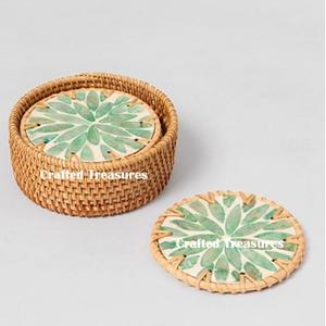 Meilleure qualité 2025 ensemble de sous-verres en rotin fait à la main écologique avec support napperons tissés à boire sous-verre en rotin léger - Product Image 6