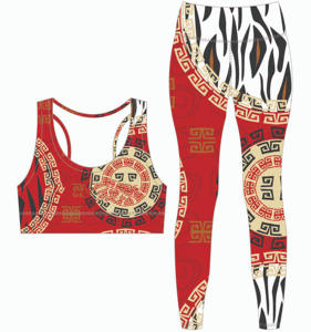 Ensemble de leggings et de soutien-gorge de sublimation pour femmes en gros, taille haute, yoga, vêtements de sport actifs, vente en gros - Product Image 4