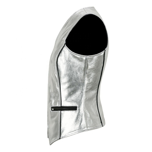 Chaleco de Cuero Vacuno a la Moda para Mujer de Talla Grande, Chaleco de Motociclista sin Mangas con Decoración de Piel para la Temporada de Invierno - Product Image 4