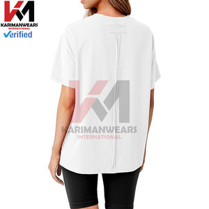 เสื้อยืดโอเวอร์ไซส์สำหรับผู้หญิงใส่ในฤดูร้อนเสื้อยืดแขนสั้นทรงหลวมลำลองผ้าคอตตอนทันสมัยมีร่องข้างน้ำหนักเบา - Product Image 4