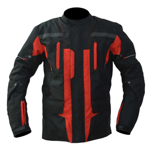 Veste textile personnalisée pour motocyclette de tourisme de protection pour hommes vestes Cordura de moto d'aventure rouges et noires imperméables toutes saisons - Product Image 1