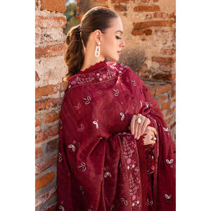 Ensemble GARNET-3PC : Chemise en Chiffon Brodé avec Dupatta et Pantalon en Tissu Khaddi Brodé - BIC-4670 - Product Image 3