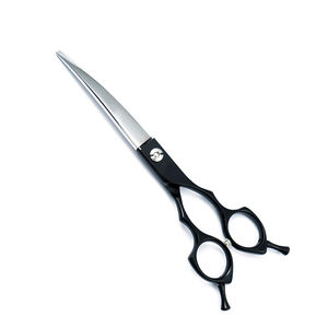 กรรไกรตัดขนสัตว์เลี้ยงแบบใบมีดโค้งมีคมด้ามจับสีดำกรรไกรตัดขนสัตว์เลี้ยงแบบสแตนเลส - Product Image 1