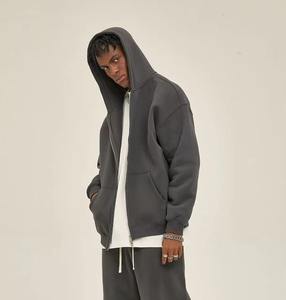 Sweat-shirts en molleton français de haute qualité, épais, 400 g/m², coton, logo personnalisé, sweat-shirts vierges pour hommes, surdimensionnés, vintage, lavage à l'acide, fermeture éclair intégrale - Product Image 5