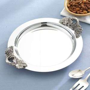 Bandeja de servicio de acero inoxidable de lujo, asas decorativas de uva, tamaño personalizado, apto para lavavajillas, servidor multifunción para escritorio de cocina - Product Image 1