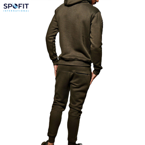 Winter Men's Casual Ripped Tracksuits Warm Fashion Sets Streetwear Customized Color Solid 100% Cotton Hoodie Sets - Product Image 3