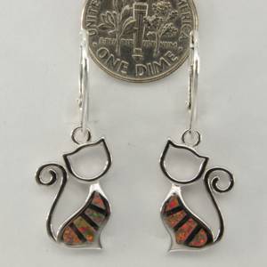 Pendientes de gato de ópalo de fuego Pendientes de Plata de Ley 925 para mujeres y niñas Use en fiesta de boda, hldi, Mehendi Wear Pendientes - Product Image 2