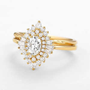 แหวนแต่งงานเงินแท้ 925 สไตล์วินเทจ ประดับเพชรโมอิสซาไนต์ทรงรี - Product Image 5