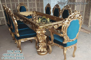 Juego de mesa de comedor barroco de madera maciza hecha a mano de lujo Juego de mesa de comedor de 8 plazas de nuevo diseño Muebles de comedor de madera maciza europea - Product Image 5