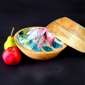 Cuenco redondo de madera impreso para servir, acabado esmaltado personalizado, sirve tus aperitivos y ensaladas con estilo con cuencos esmaltados, tamaño personalizado HHO - Product Image 2