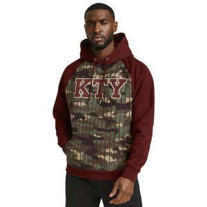 KAP Camo Pullover Hoodie Maroon Raglan Sleeves Pinstripes Mezcla de algodón Greek Fraternity Apparel Divine Nine HBCU Greek Merch - Product Image 1