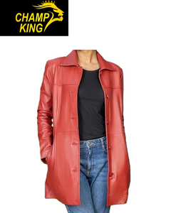 Manteaux longs en cuir pour femmes de haute qualité, hiver, cuir luxueux, boutons, fermeture éclair - Product Image 1