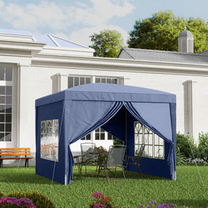 Para cenador de jardín plegable con cuerdas y clavijas incluidas tuberías de acero y tela Oxford 2,95x2,95x2,58 M azul - Product Image 2