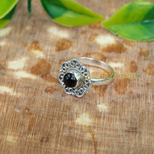 Anillo de Plata de Ley 925 con Piedra de Ónix Negro, Diseño Floral Vintage Hecho a Mano, para Mujer, Regalo de Navidad, Regalo de Año Nuevo - Product Image 6
