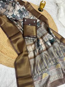 Saree blouse imprimée de qualité supérieure Sari le plus tendance de styliste indien le plus vendu sur demande - Product Image 2