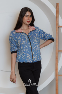 Chaqueta de viscosa reversible directa de fábrica para mujer, ropa de abrigo informal con estampado étnico ligero de doble cara, diseño de tendencia al por mayor - Product Image 3