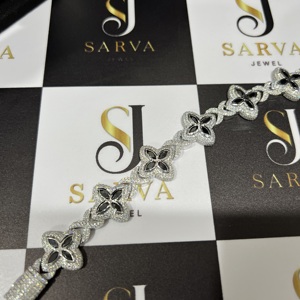 IGI Certifié Diamant Bracelets & Bracelets Diamant Bijoux Fleur Forme Bracelet Personnalisé Glacé Hip Hop Bracelet pour Femmes Hommes - Product Image 5