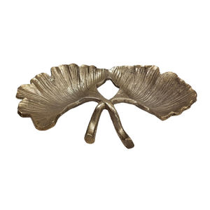 Plato de servicio en forma de hoja de aluminio, Plato decorativo de Color dorado para boda y Decoración de mesa personalizada - Product Image 4