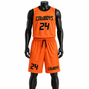 Uniforme de Baloncesto Personalizado para Hombre, Naranja, Transpirable, de Malla, Sublimado, Pantalones Cortos Deportivos para Equipo, Diseño de Verano OEM - Product Image 1