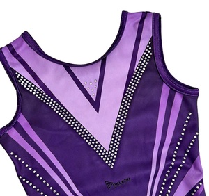 Justaucorps de danse pour filles, haute qualité, brillant, 215 GSM, polyester et élasthanne, sans manches, tenue de gymnastique professionnelle - Product Image 4