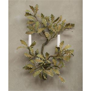 Porte-bougie en métal artisanal en forme de feuillage |   Bougeoir en bronze d'inspiration jardin avec branche de feuille réaliste et base en pierre - Product Image 4