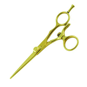 Ciseaux de coiffeur tranchants à bord de rasoir couleur or ciseaux de beauté à lame tranchante droite avec anneau réglable et repose-doigt - Product Image 3
